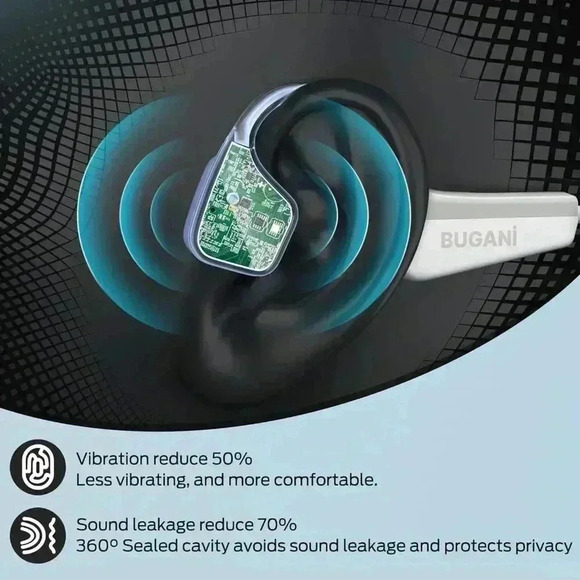 Brand New: BUGANI Bone Conduction Headphones, Bluetooth 5.3 Open Ear Headphones - Picture 2 of 8